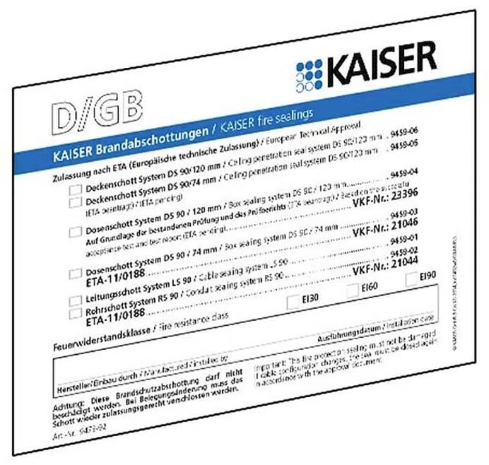 Kaiser Elektro 9473-91 Identificatieplaatje voor tussenschot 10 stuk(s)