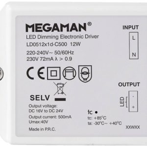 Megaman Rico LED-driver 12 W 500 mA 16 – 24 V Dimbaar 1 stuk(s) Megaman Rico LED-driver 12 W 500 mA 16 – 24 V Dimbaar 1 stuk(s)