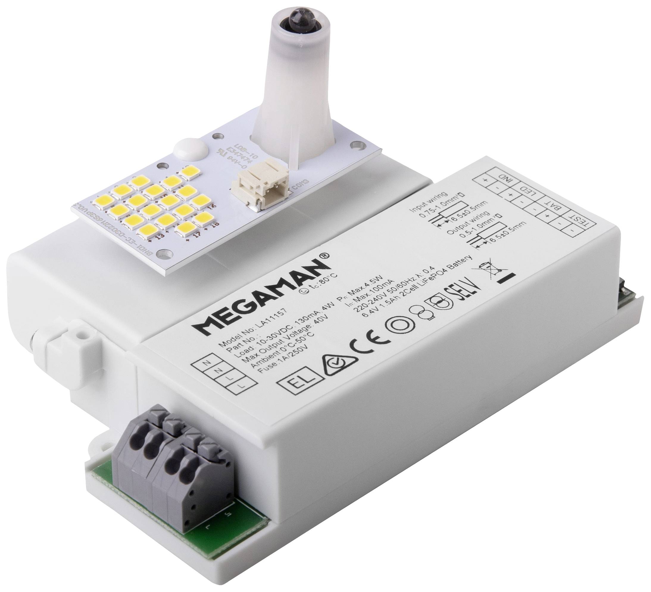 Megaman Renzo+ MM77129 Noodstroommodule 4 W Neutraalwit IP44 Wit