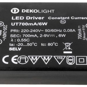 Deko Light FLAT, CC, UT LED-driver Constante stroomsterkte 6 W 80 mA – 0.70 A 9 V/DC 1 stuk(s) Deko Light FLAT, CC, UT LED-driver Constante stroomsterkte 6 W 80 mA – 0.70 A 9 V/DC 1 stuk(s)