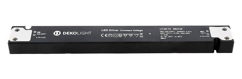 Deko Light LONG-FLAT, CV, LT LED-transformator Constante spanning 0 mA - 3.75 A 12 V/DC 1 stuk(s)