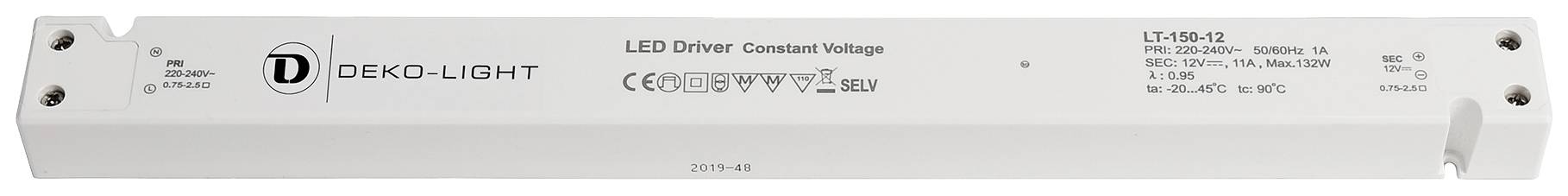Deko Light LONG-FLAT, CV, LT LED-transformator Constante spanning 0 mA - 11 A 12 V/DC 1 stuk(s)